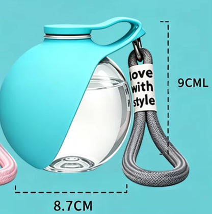 Dog Water Bottle with Removable Silicone Bowl,285Ml Stainless Steel Construction, Leak-Proof for Outdoor Activities like Walking