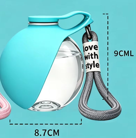 Dog Water Bottle with Removable Silicone Bowl,285Ml Stainless Steel Construction, Leak-Proof for Outdoor Activities like Walking
