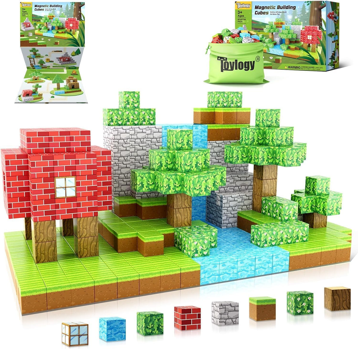 Magnetic Blocks 1 Inch Magnetic Building Blocks for Kids Age 3-5 5-7 6-8