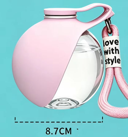 Dog Water Bottle with Removable Silicone Bowl,285Ml Stainless Steel Construction, Leak-Proof for Outdoor Activities like Walking