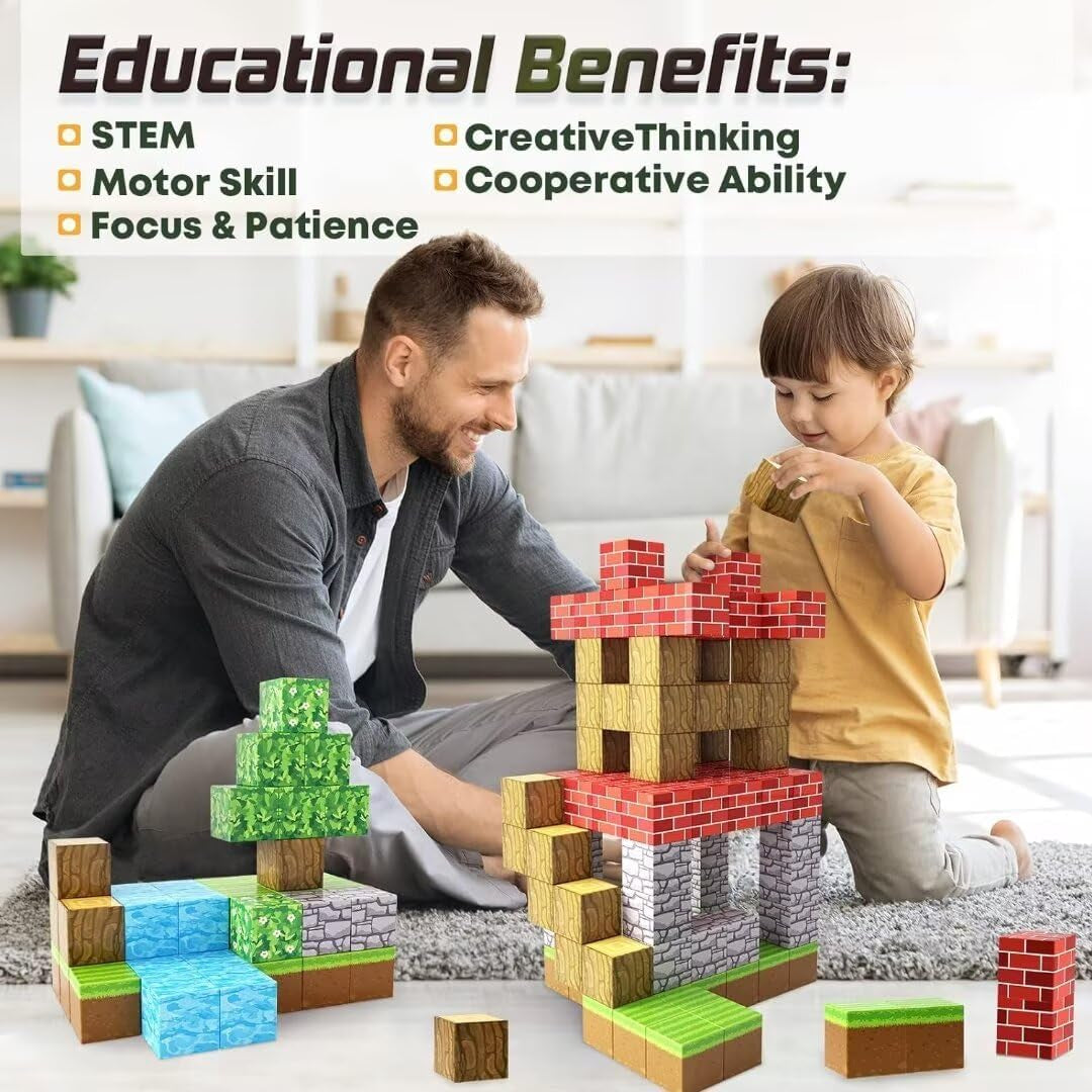 Magnetic Blocks 1 Inch Magnetic Building Blocks for Kids Age 3-5 5-7 6-8